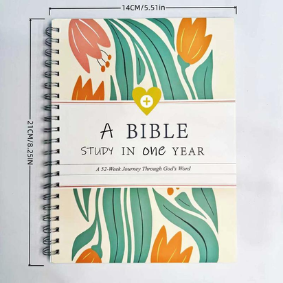 A Bible Study in One Year - 52-Week Study, a 365-Day Spiritual Journey with Daily Prayer and Notes, Ideal Faith Gift for Men and Women – Christian Workbook Journal Personalize Bible