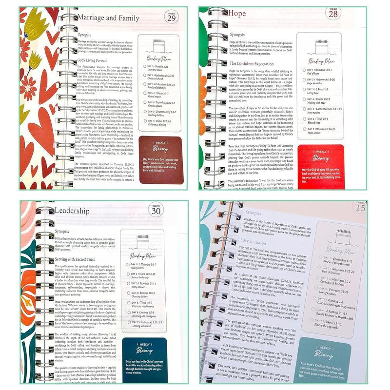 A Bible Study in One Year - 52-Week Study, a 365-Day Spiritual Journey with Daily Prayer and Notes, Ideal Faith Gift for Men and Women – Christian Workbook Journal Personalize Bible